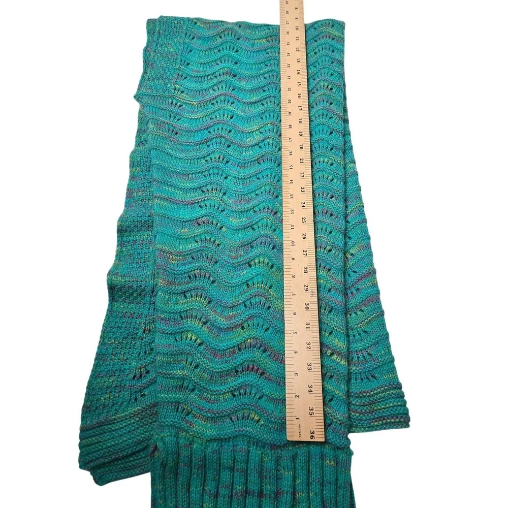 Kids Teal Crochet Mermaid Tail Blanket Multicolored Knit Snuggle Lap‎ Throw