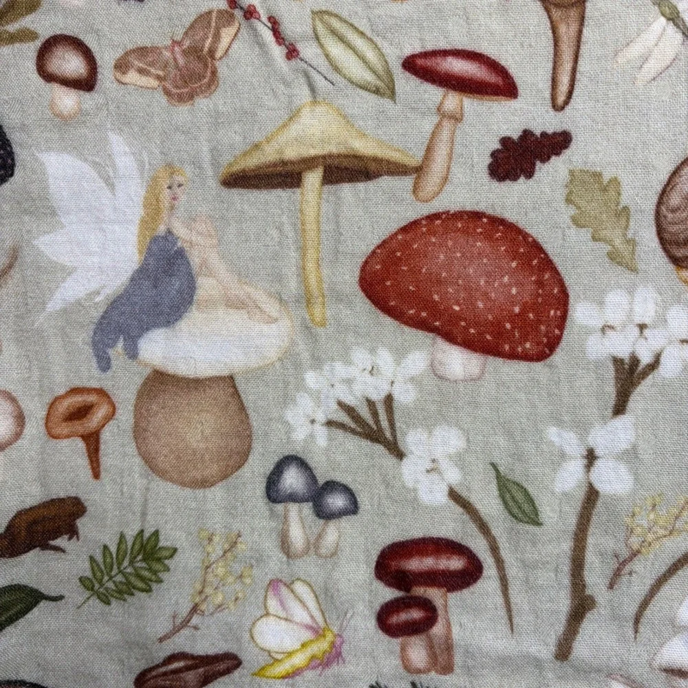 Little Crowns & Capes Mushroom Fairy Bamboo Cotton Swaddle Blanket 47x47 Retired