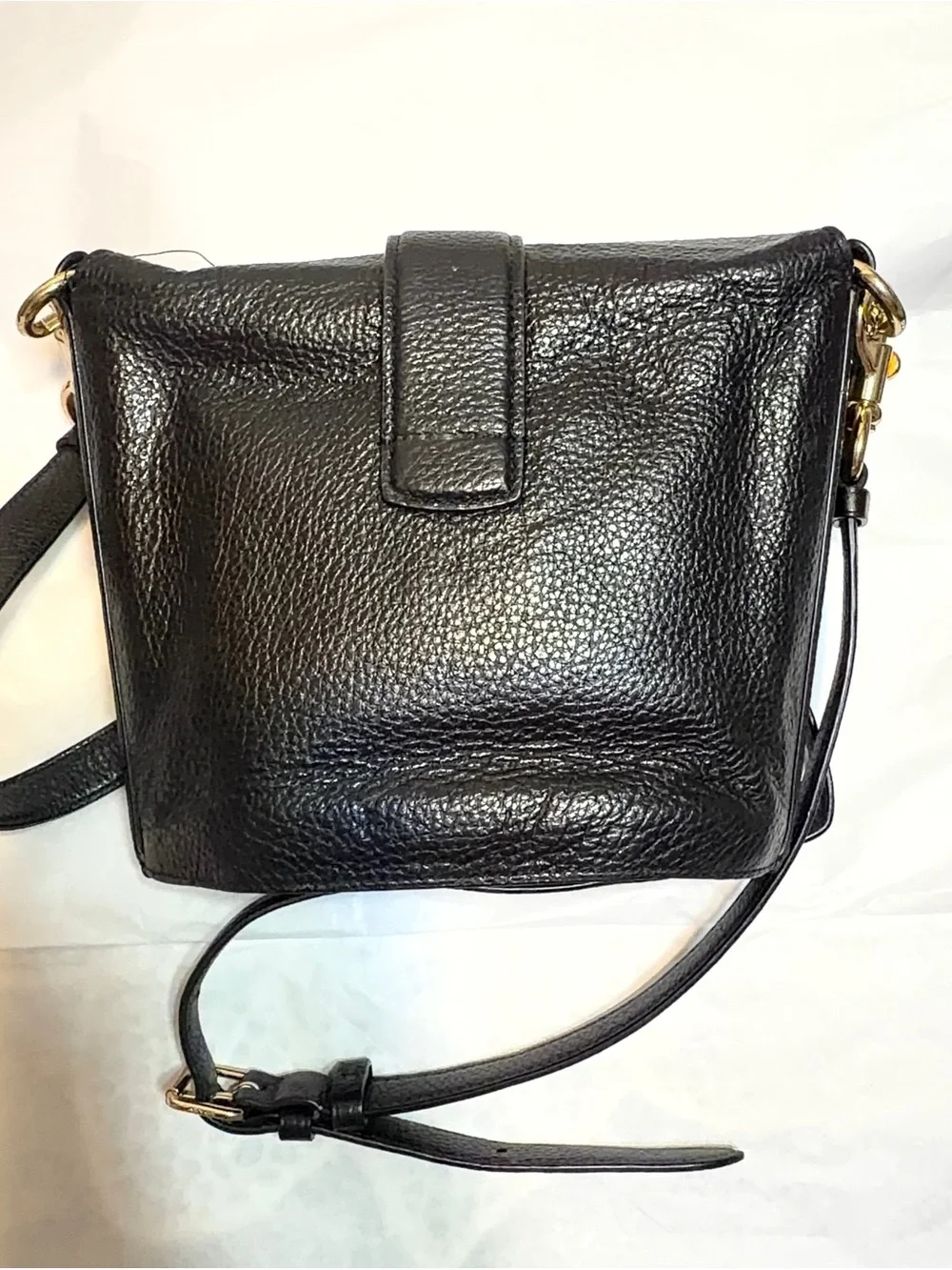 Black Leather Coach Addie cross body bag with Gold Turn-Lock