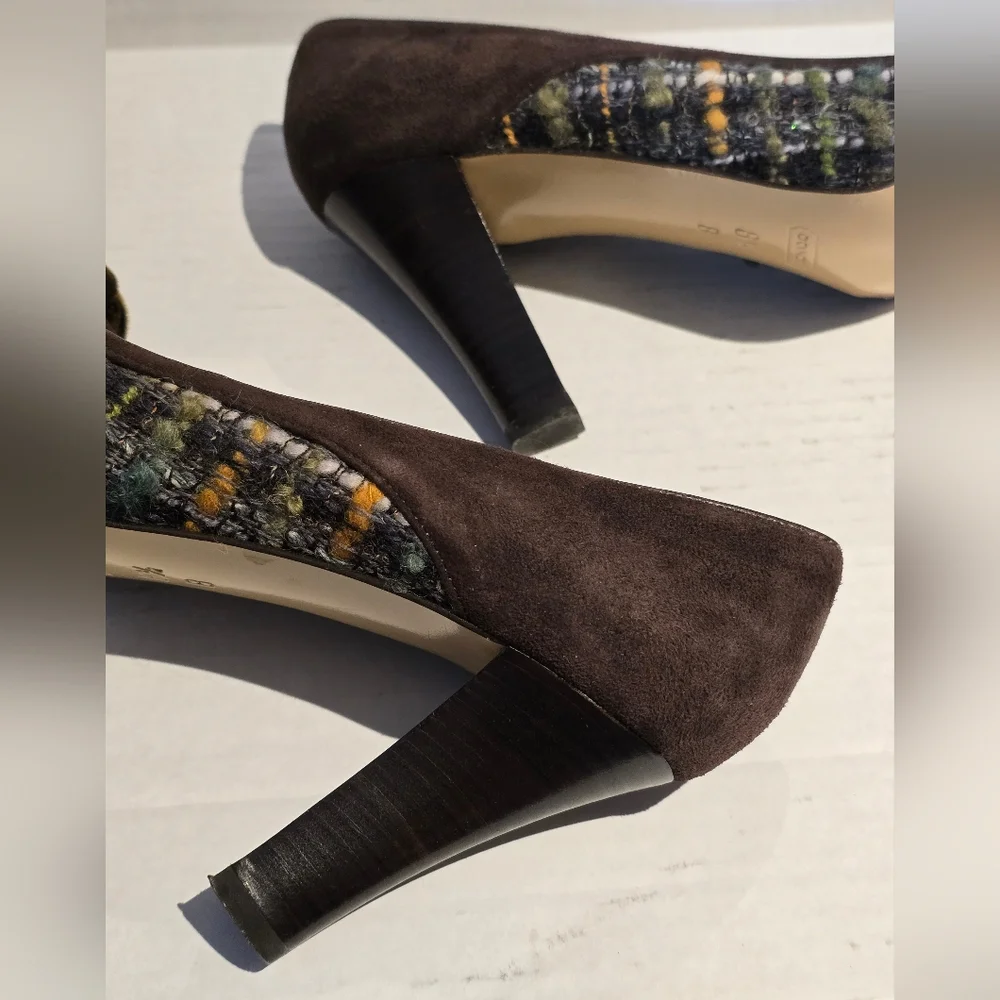 Y2K Coach Suede Heel Naomi Tweed Suede Chunky Block heel pump velvet