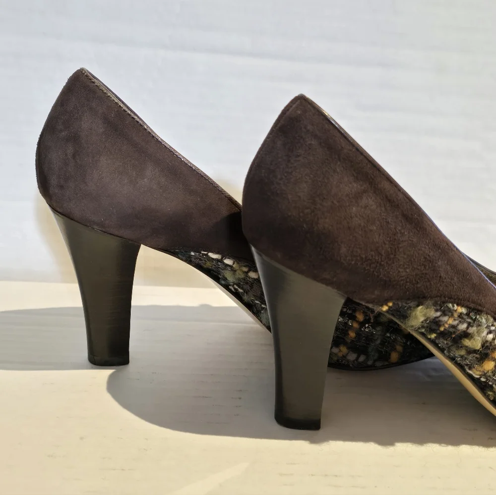 Y2K Coach Suede Heel Naomi Tweed Suede Chunky Block heel pump velvet