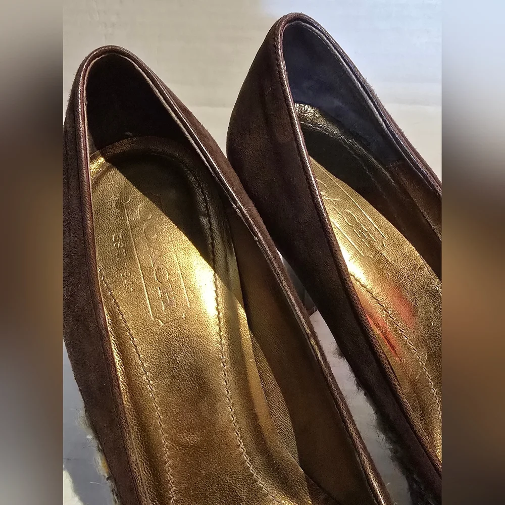 Y2K Coach Suede Heel Naomi Tweed Suede Chunky Block heel pump velvet