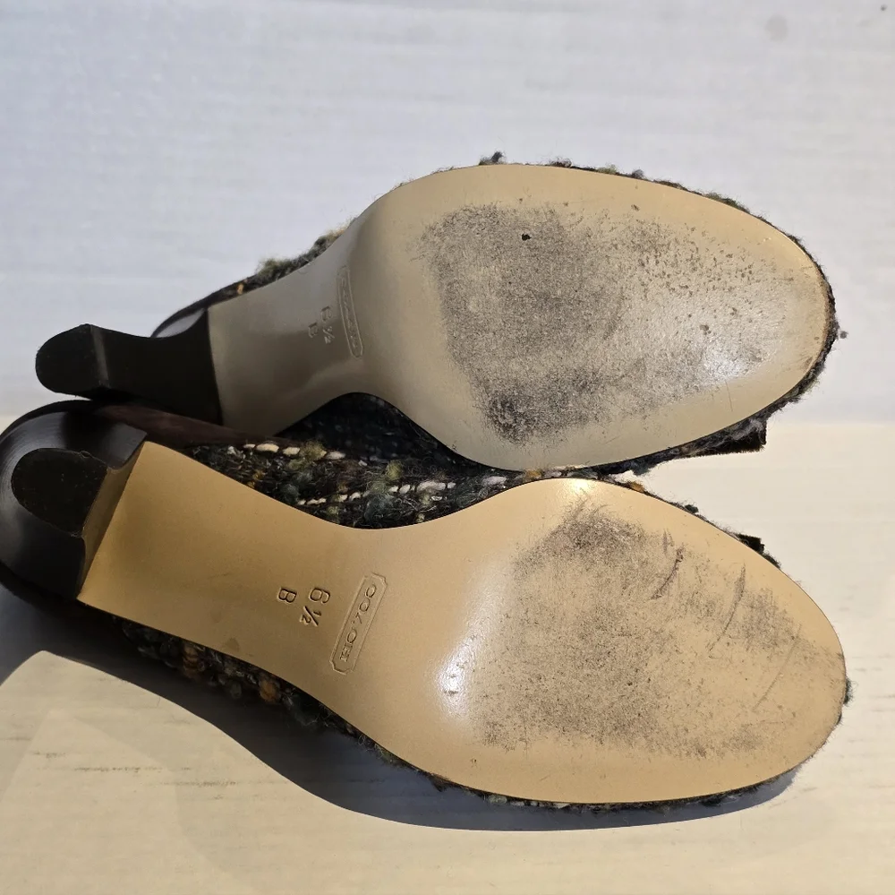 Y2K Coach Suede Heel Naomi Tweed Suede Chunky Block heel pump velvet