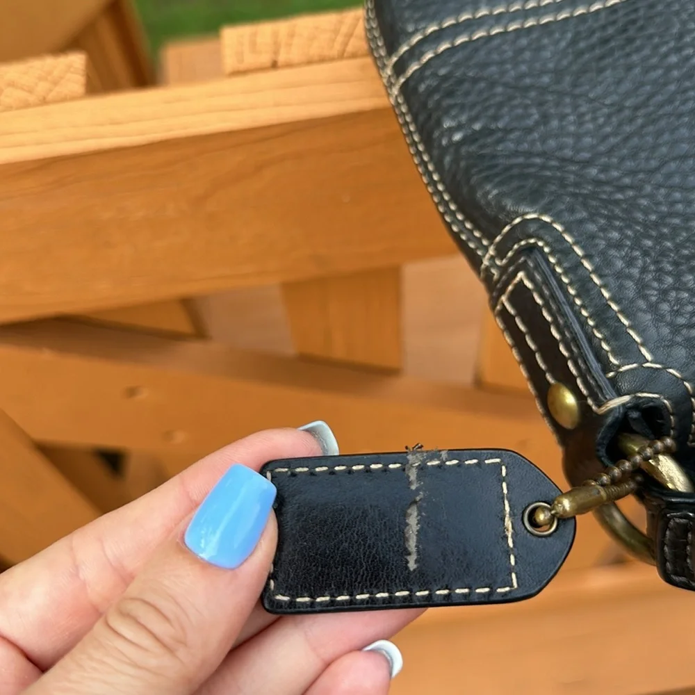 Coach Black Pebbled Leather Shoulder Bag with Brass Hardware