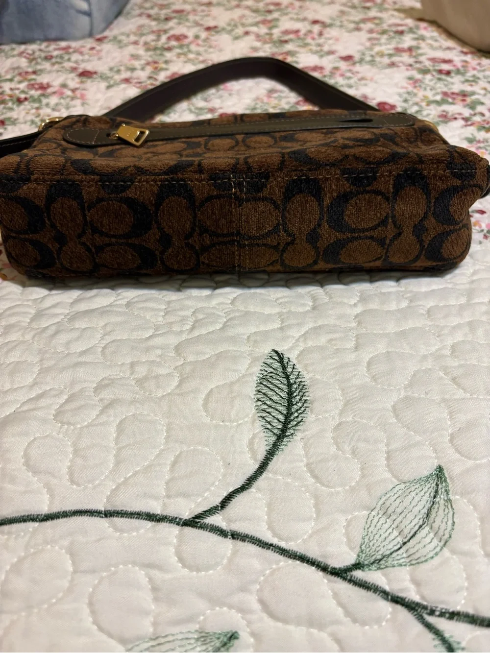 Coach Brown Signature Canvas Fold-Over Wristlet Clutch