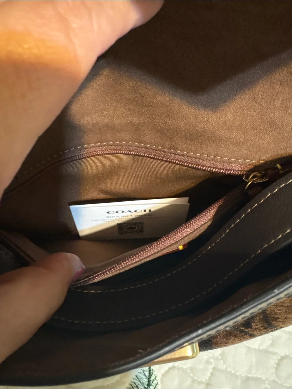 Coach Brown Signature Canvas Fold-Over Wristlet Clutch