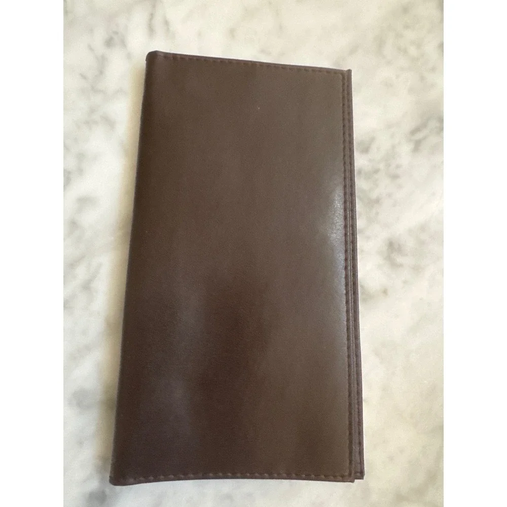 Coach Dark Brown Leather Checkbook Cover Slim Wallet Insert with Card Holder