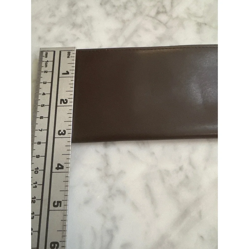 Coach Dark Brown Leather Checkbook Cover Slim Wallet Insert with Card Holder