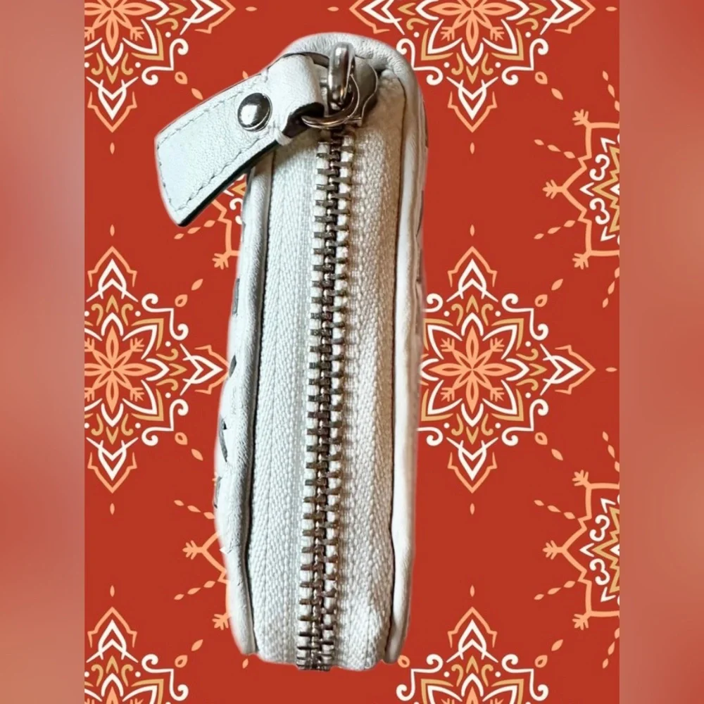Coach Park Woven Leather Accordion Zip Wallet (F49434)