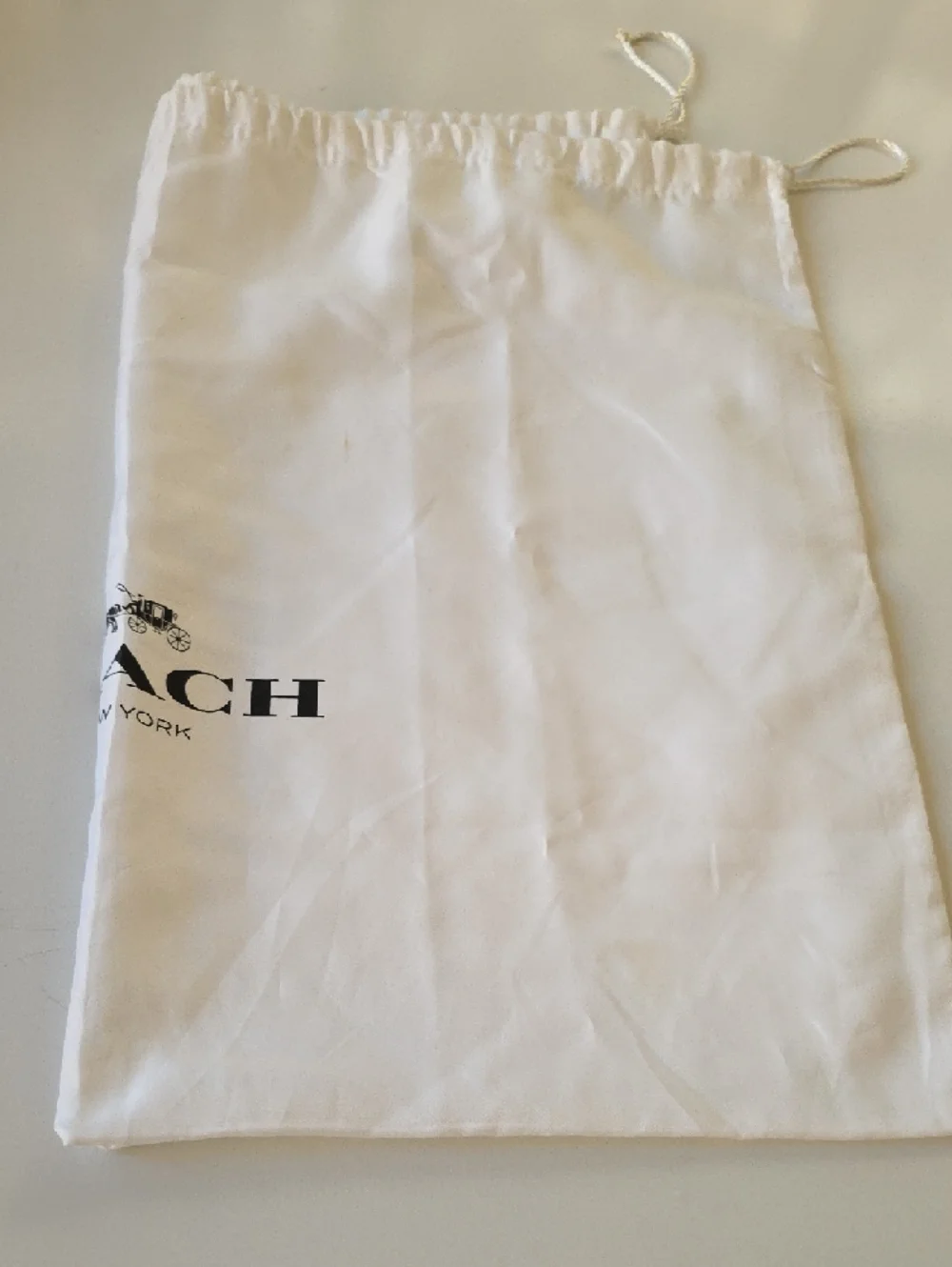 Coach White‎ Drawstring Dust Bag with Black Logo