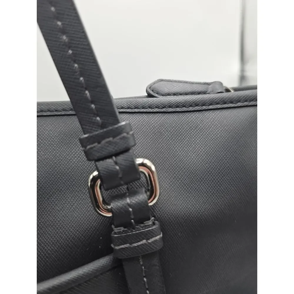 Coach Peyton Black Crossgrain Leather Zip Top Tote Shoulder Bag F23667
