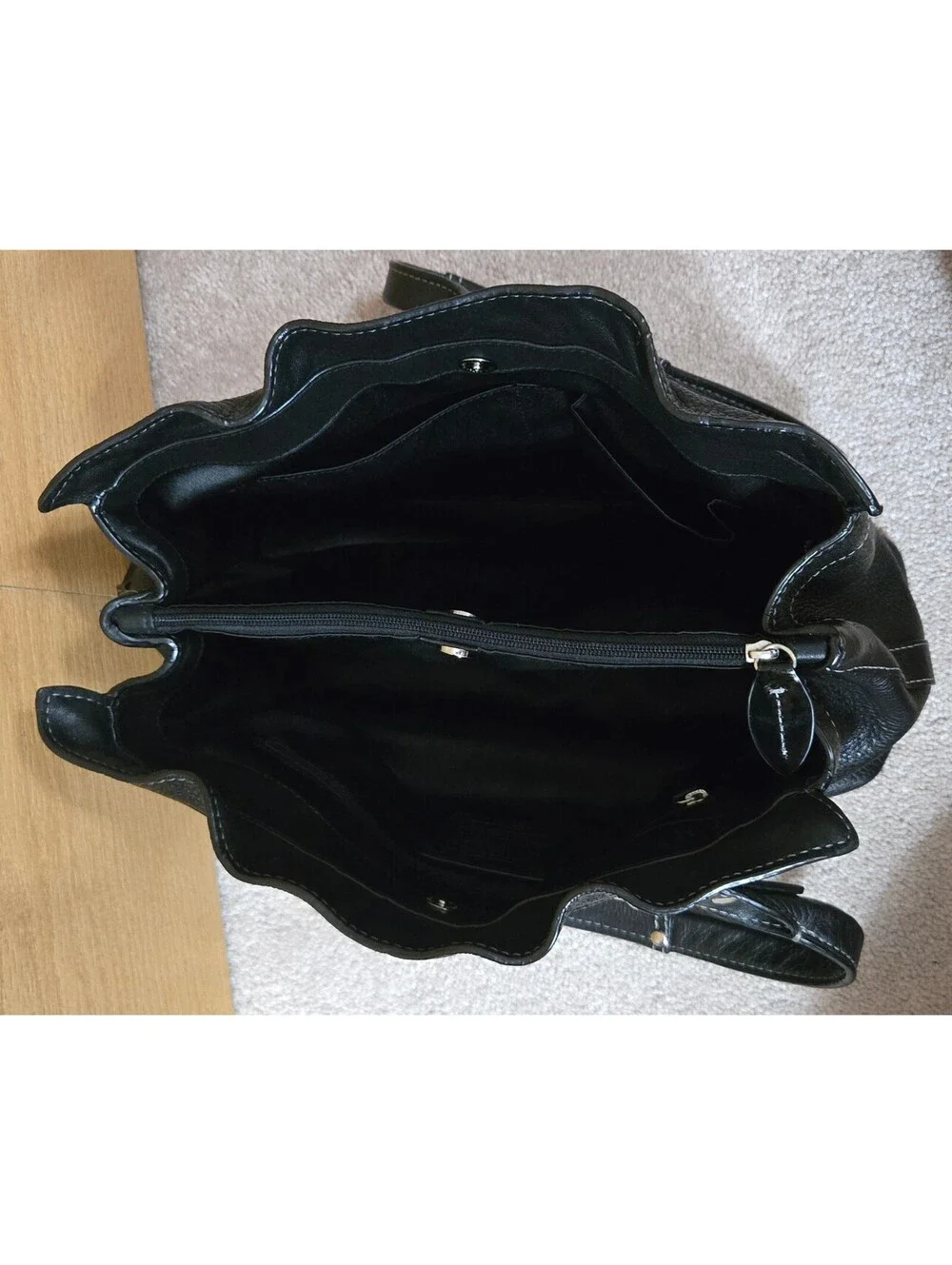Coach Black Pebbled Leather Satchel Handbag with Silver Hardware