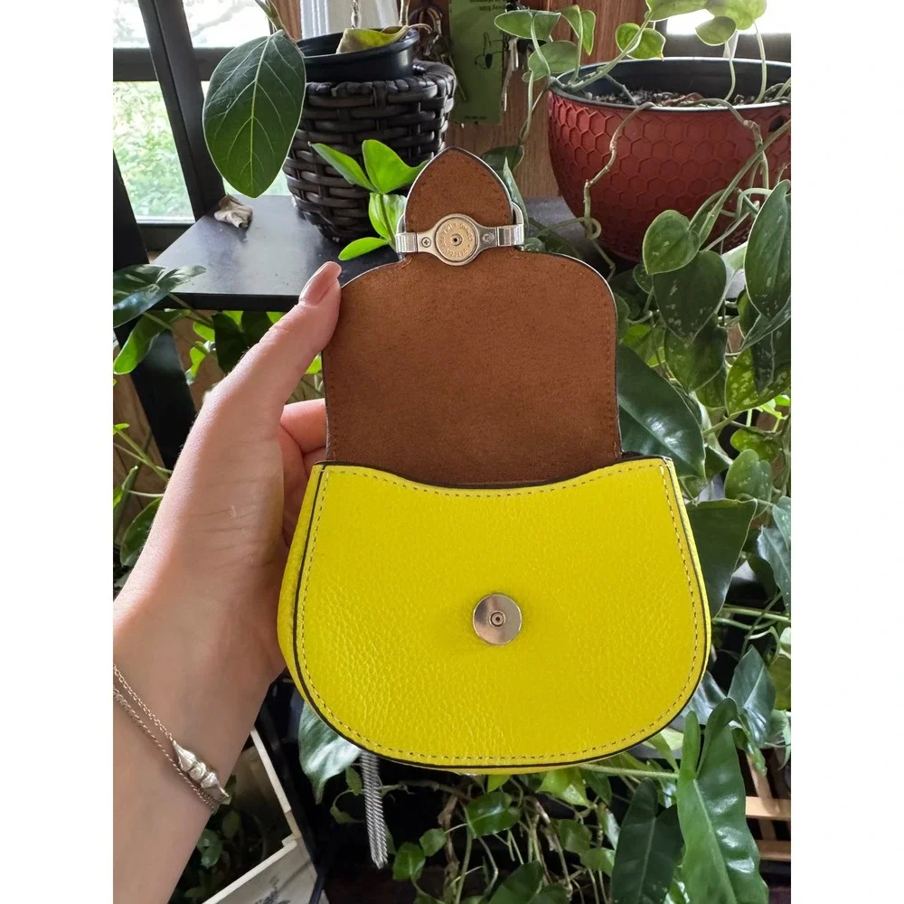 Coach micro bag Morgan Card Case on a Chain Lime Green Leather Mini Crossbody