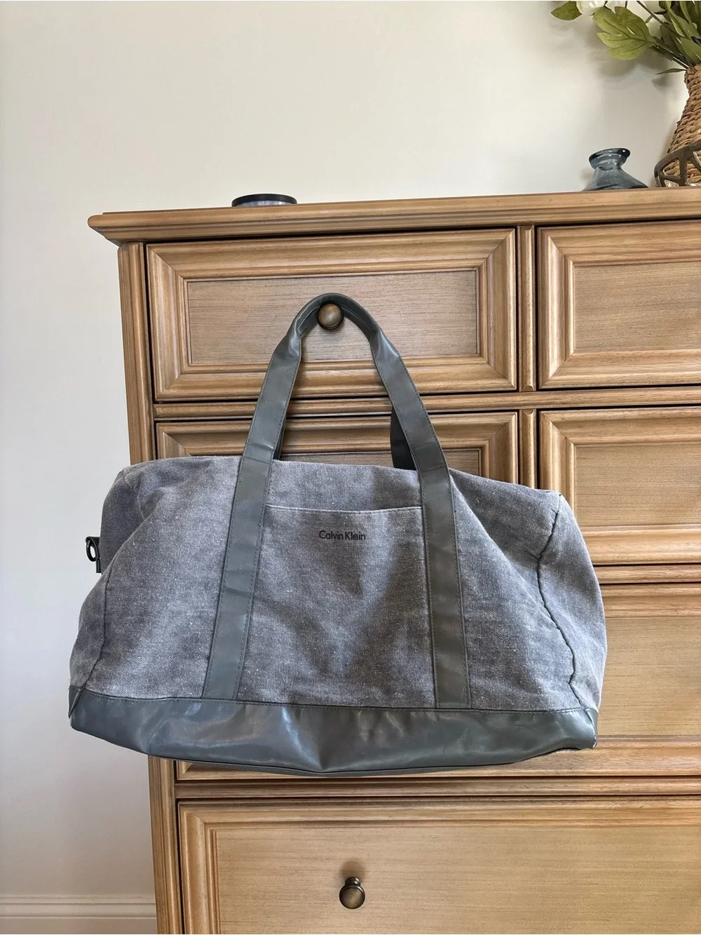 Calvin Klein gray duffel bag very spacious can hold a lot