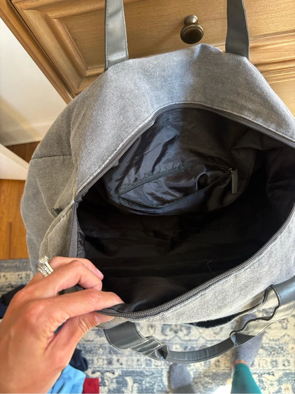 Calvin Klein gray duffel bag very spacious can hold a lot