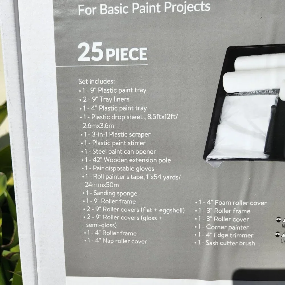 NEW 25 Piece Painting Tools Paint Roller DIY Home Improvement Supplies brushes s