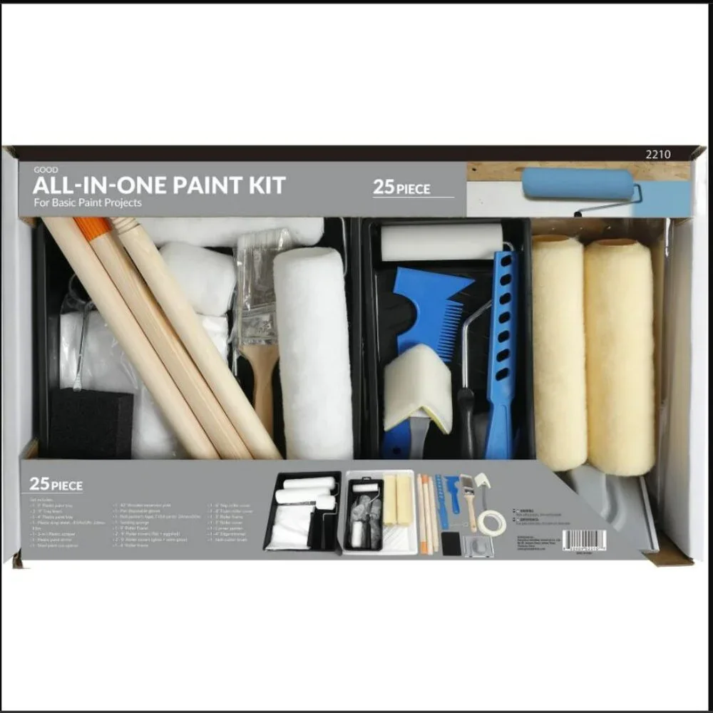 NEW 25 Piece Painting Tools Paint Roller DIY Home Improvement Supplies brushes s
