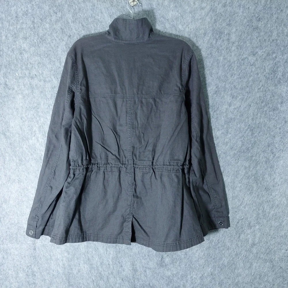 Columbia Women Jacket XL Grey‎ Hemp Cotton Utility Field Cinched Waist Zip Front