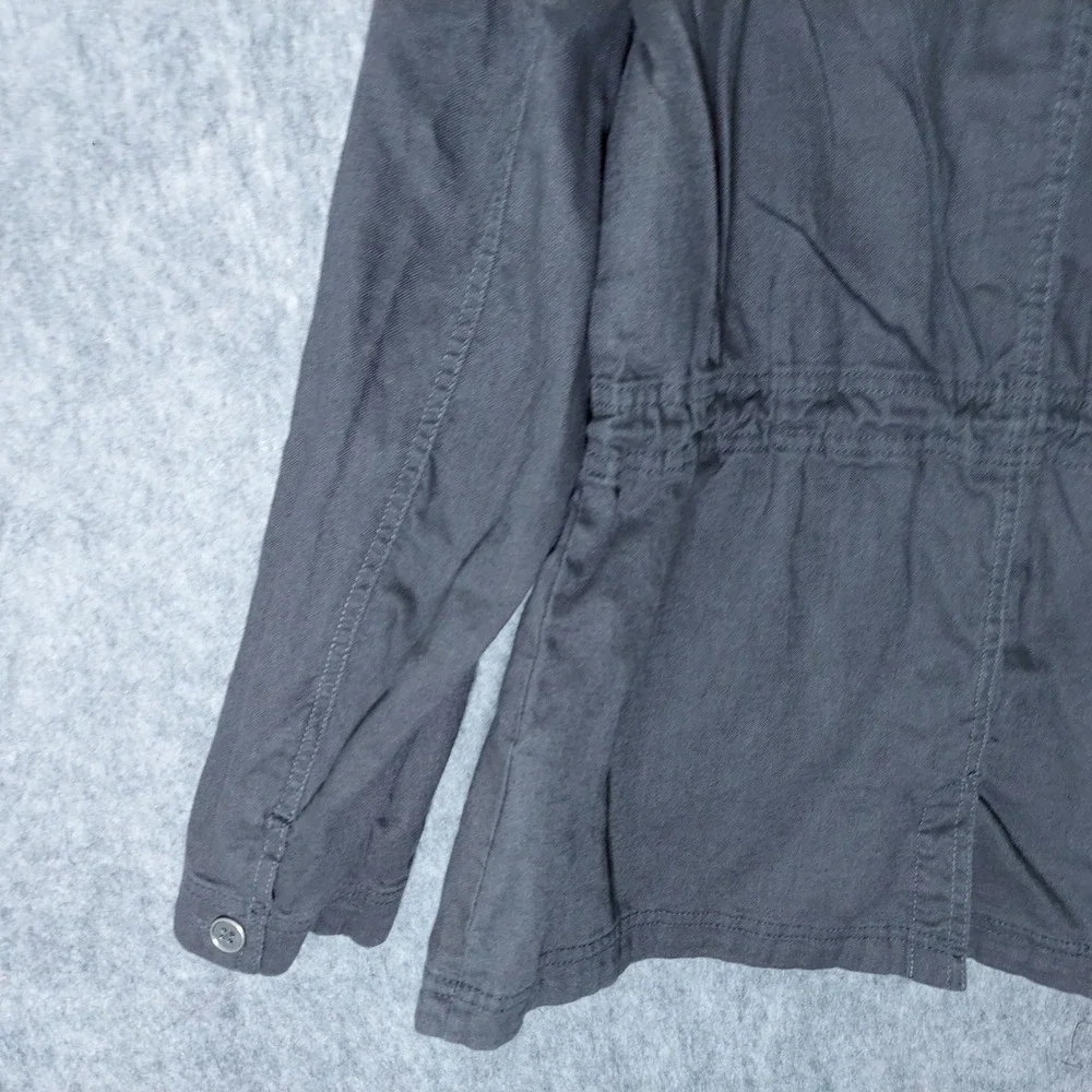Columbia Women Jacket XL Grey‎ Hemp Cotton Utility Field Cinched Waist Zip Front