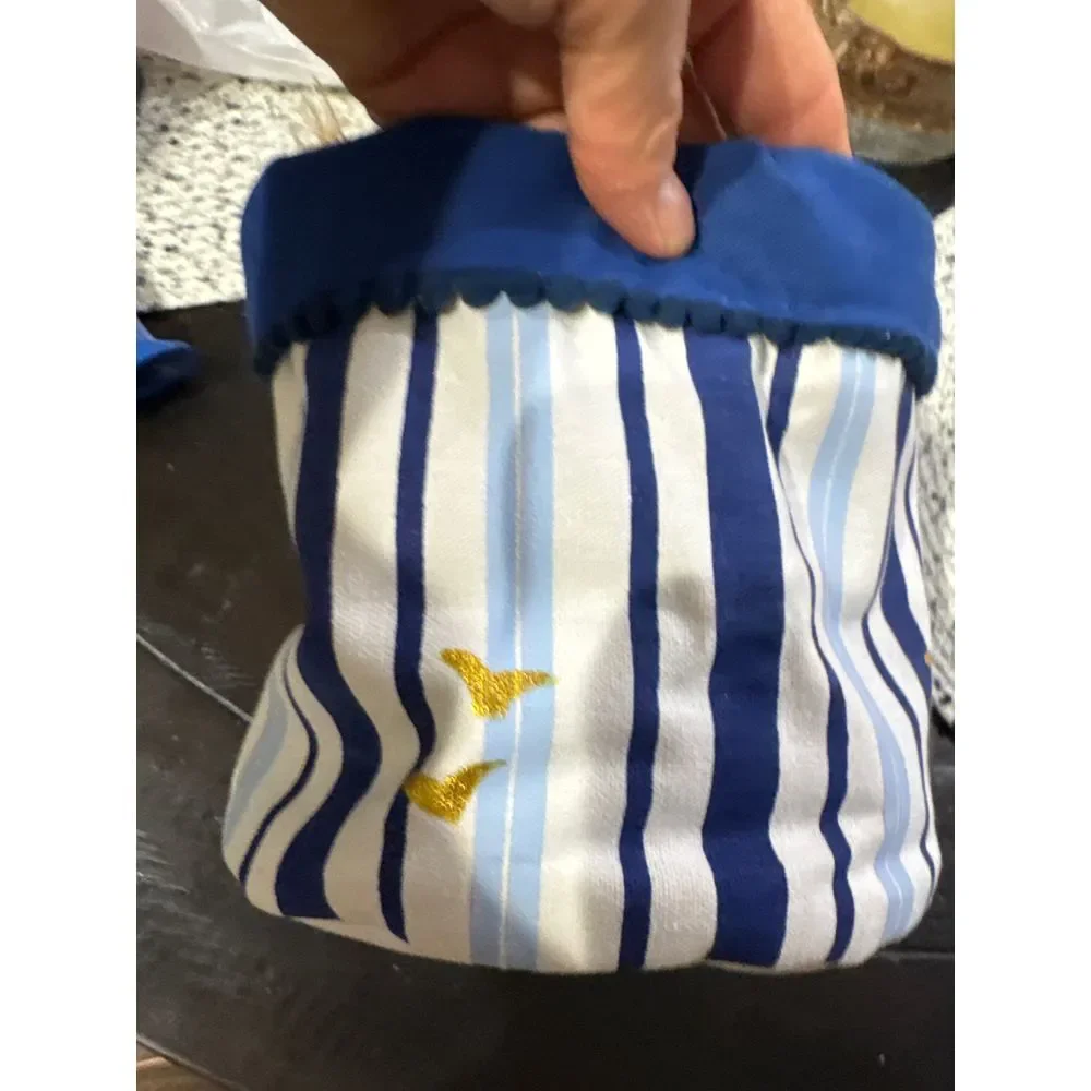 Love Vivid Coastal‎ Stripe Canvas Storage Pots S/3 NWT