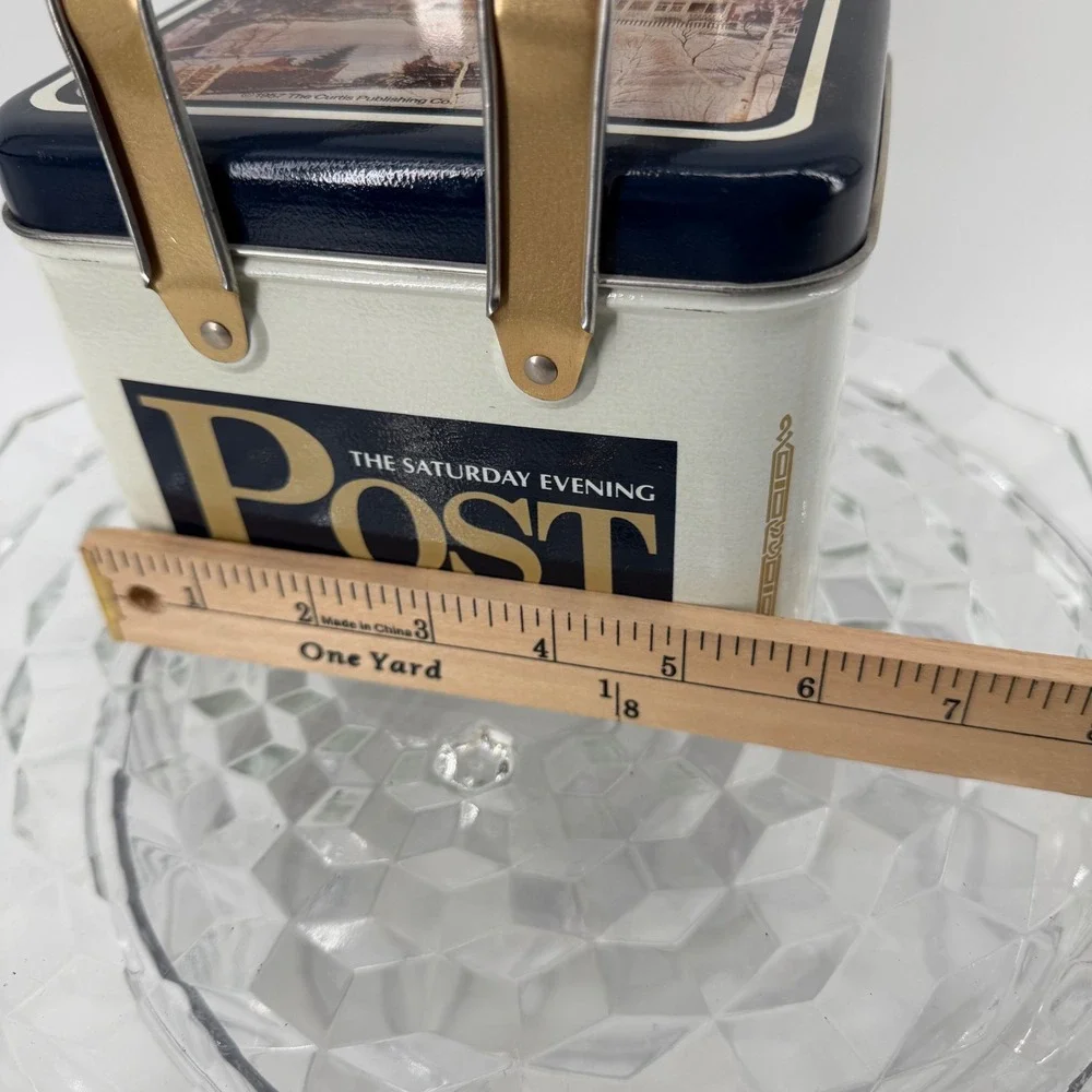 Saturday Evening Post Tin Box Collectible VTG Metal Trinket Storage Picnic Scene