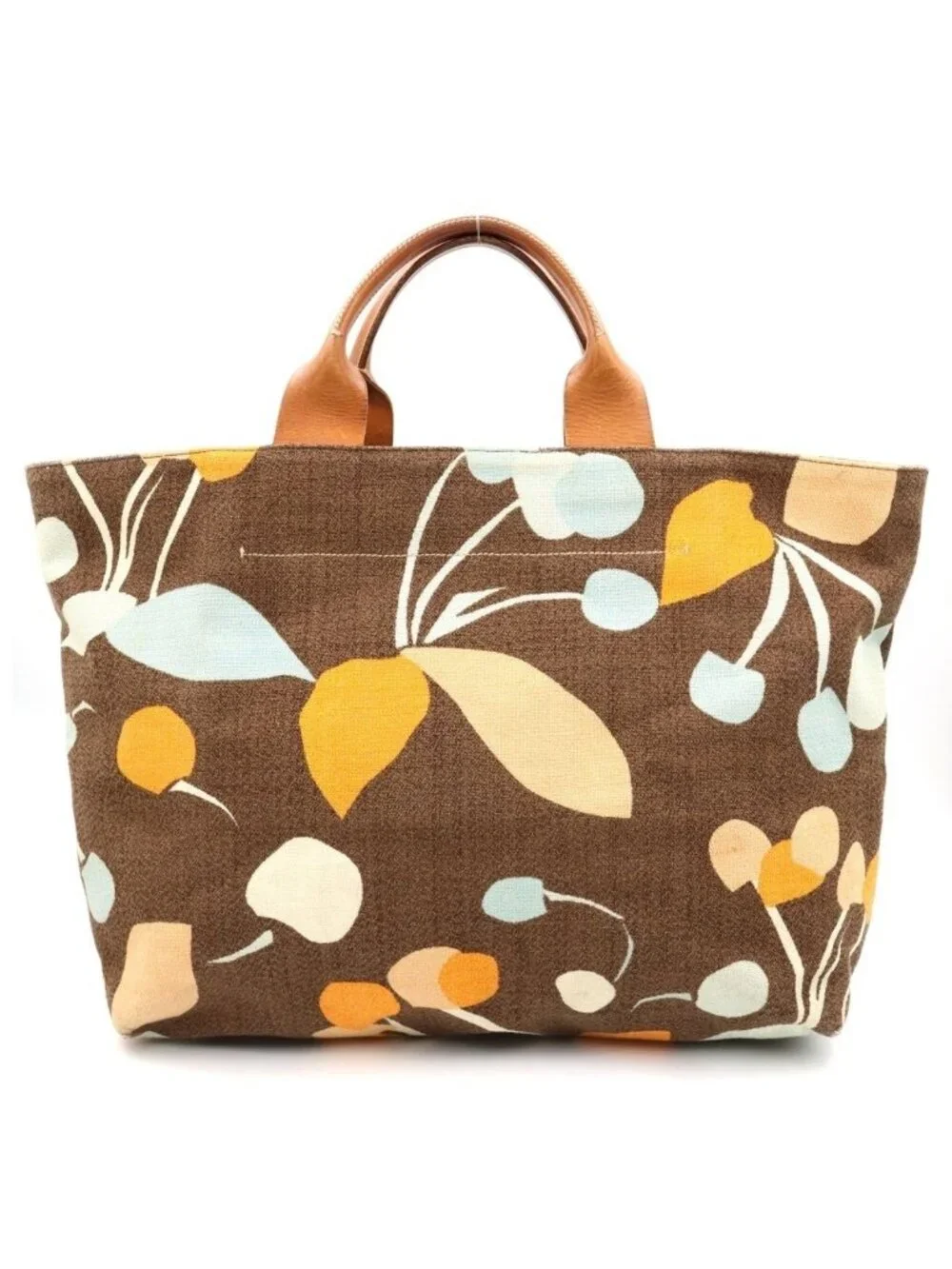 Miu Miu Canvas Leather Tote Bag Brown