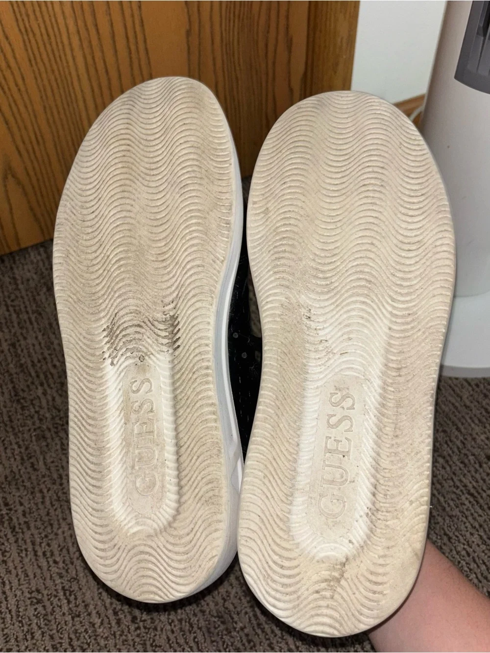 Guess Black Leather Low-Top Sneakers with White Soles