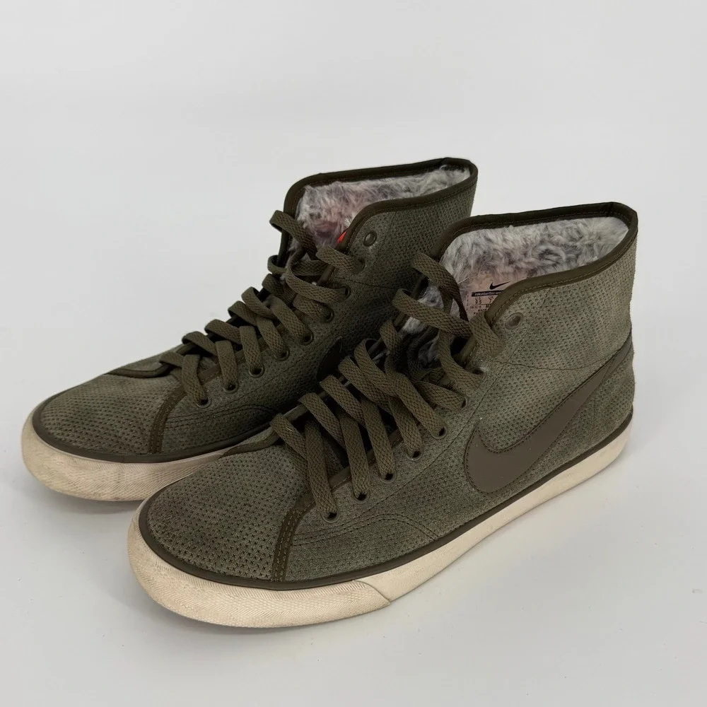 Nike Blazer Mid Premium Vintage Cargo Khaki Fur Lined 807163-336 Mens 9.5