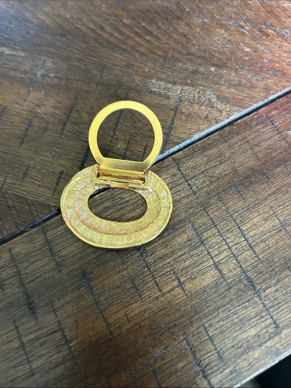 Gold Textured Oval Scarf Ring - Women Accessories
