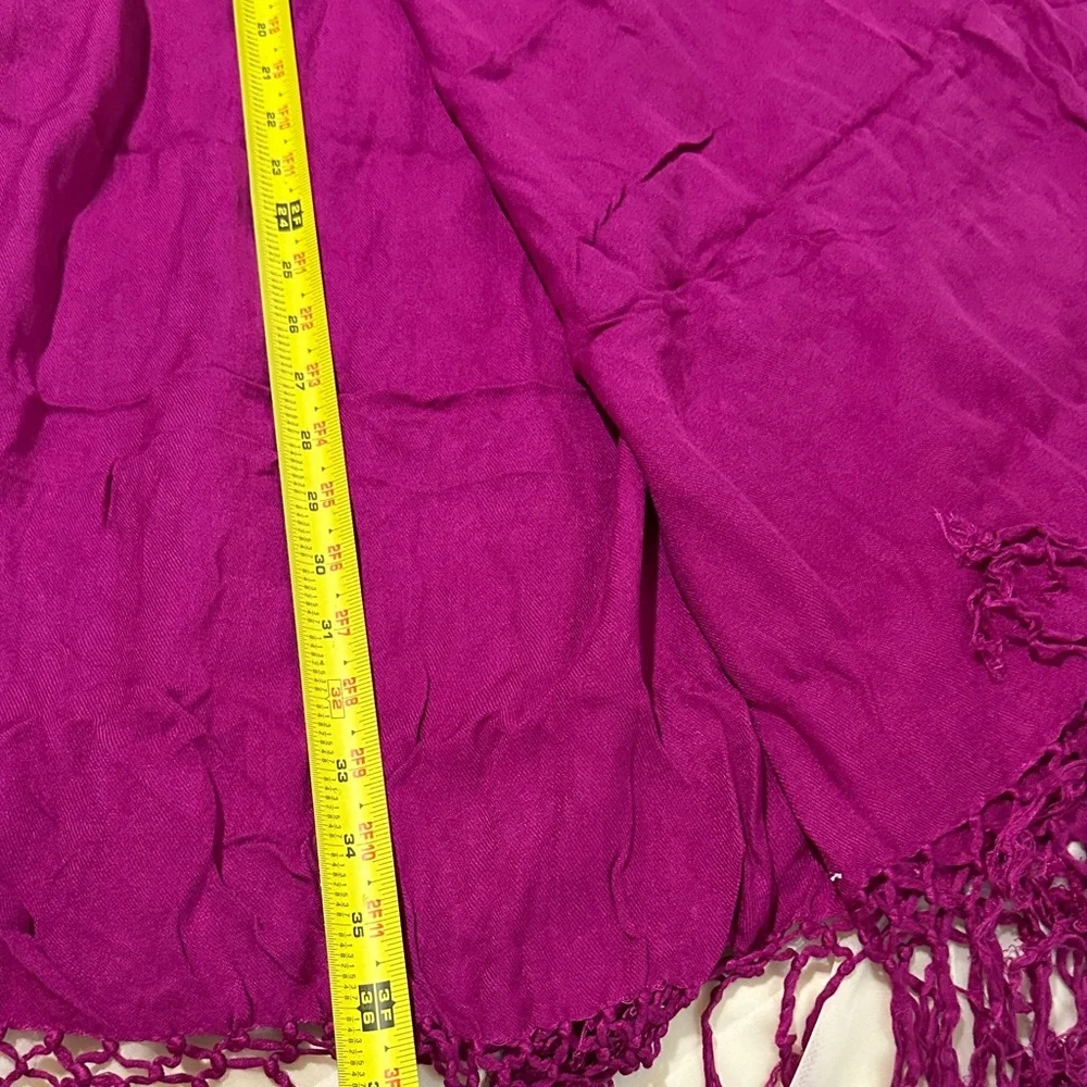 Anne Klein Magenta Scarf/Wrap with Fringe Detail