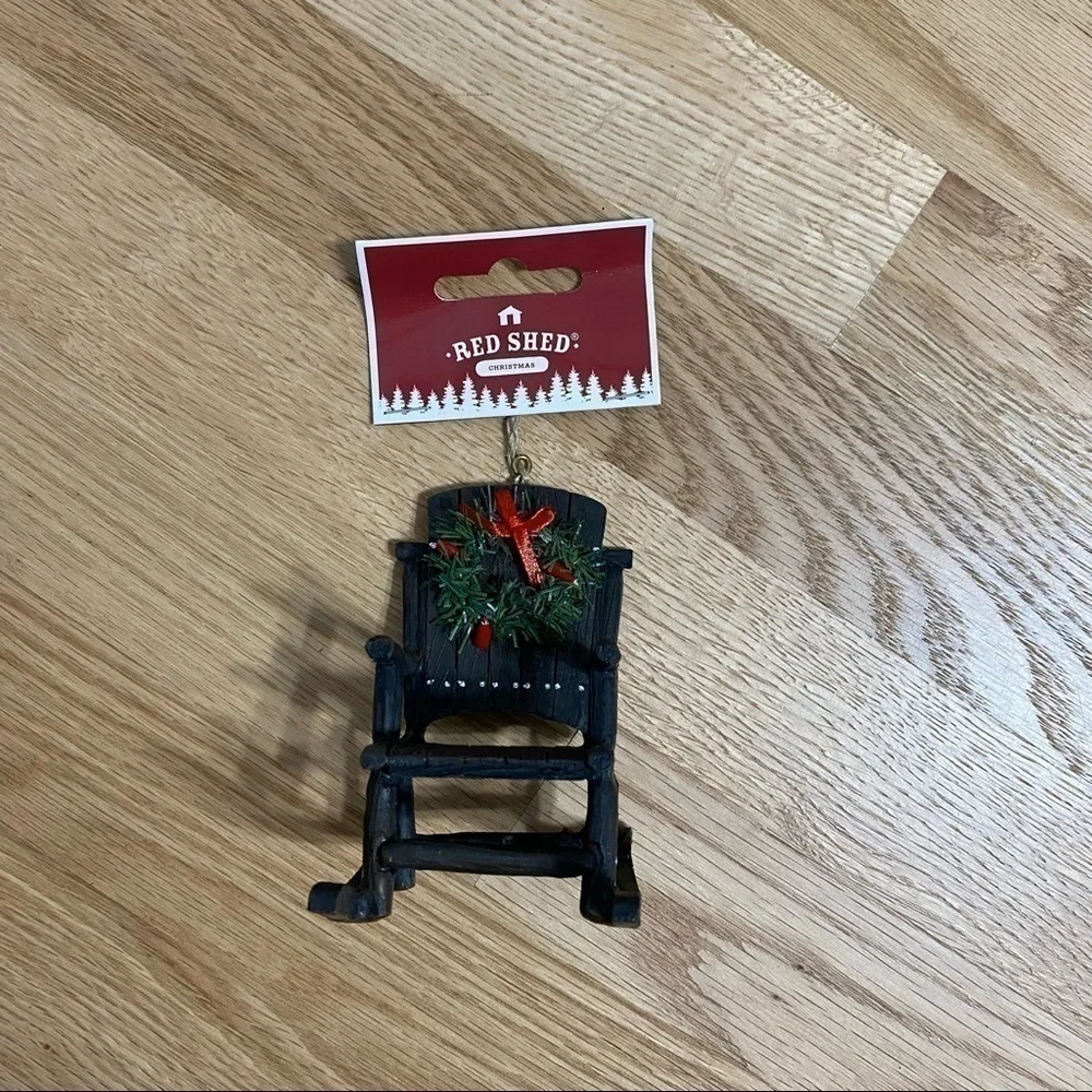 Red Shed Rocking Chair Christmas Ornament NWT Wreath