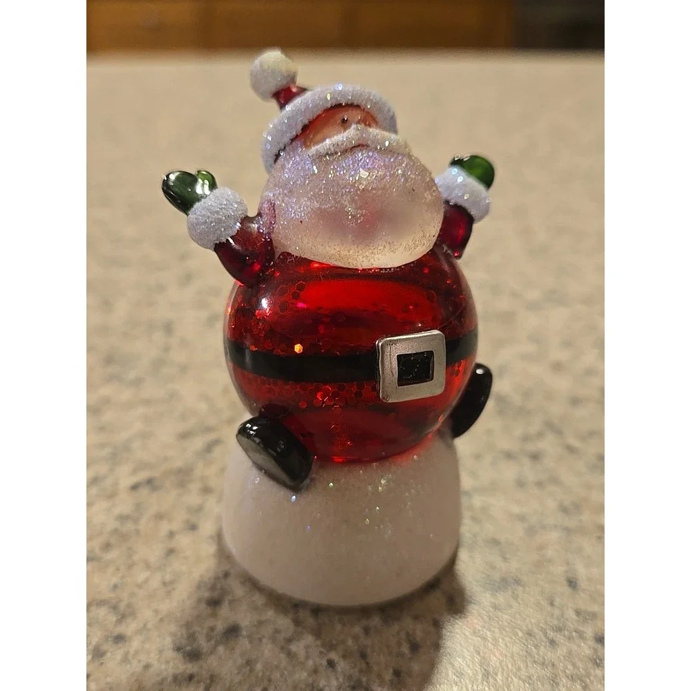 Midwest C B K Snow Globe Santa Lighted Glitter & 2 GNOME Elf Ornaments‎ Trd Gray