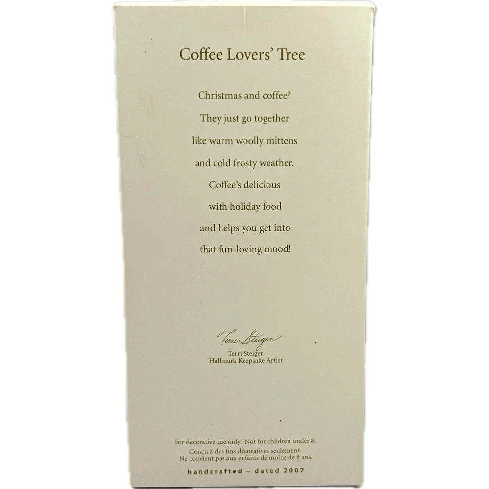 Hallmark COFFEE LOVERS'‎ TREE 2007 Keepsake Ornament in Box