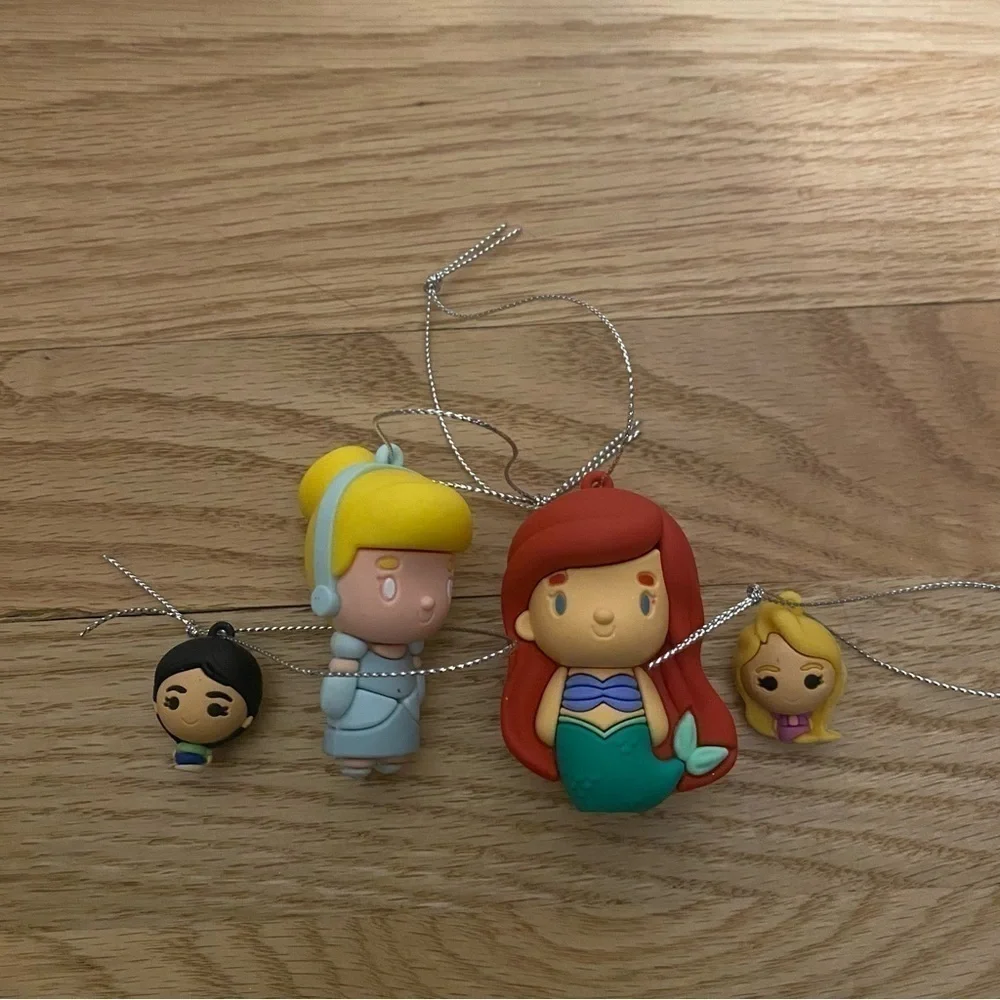Disney Princess Animated Christmas Ornament Bundle Ariel Cinderella Mulan Aurora