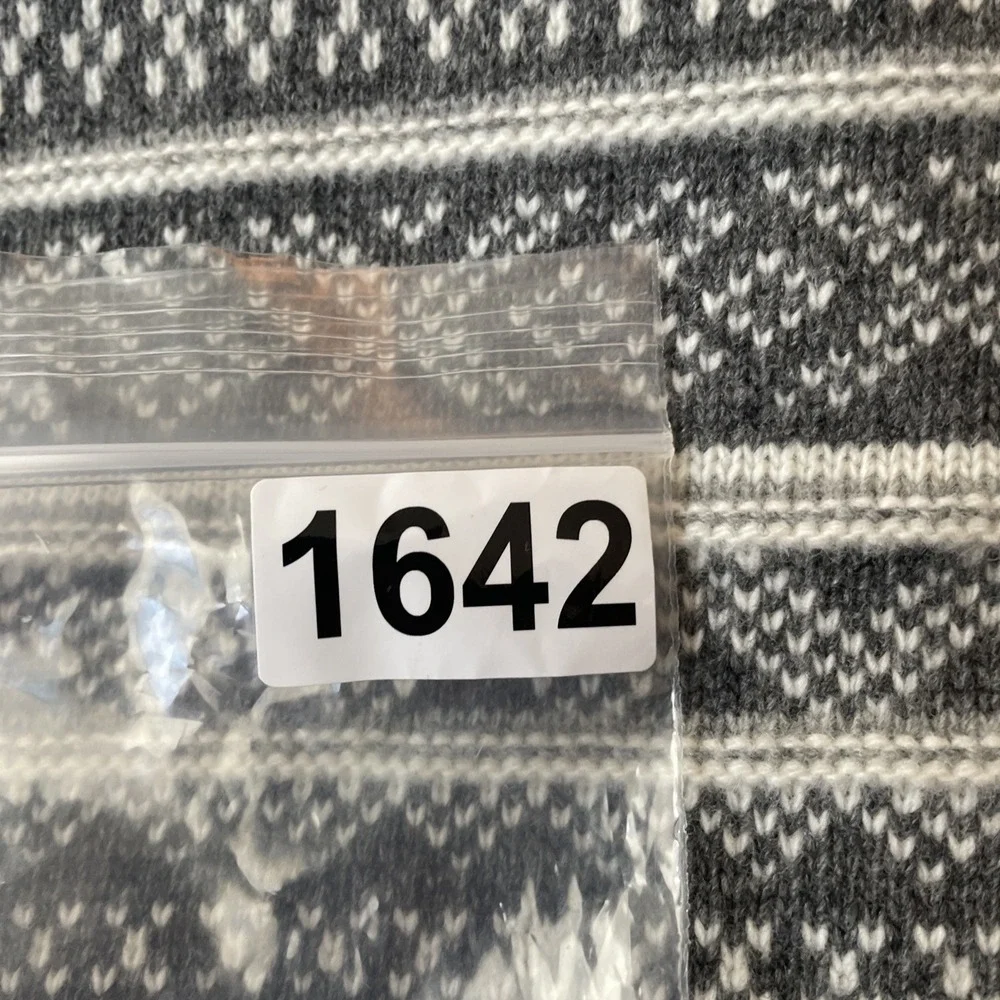 Ovadia & Sons Gray Fair Isle Mens V Neck Wool Sweater Size L