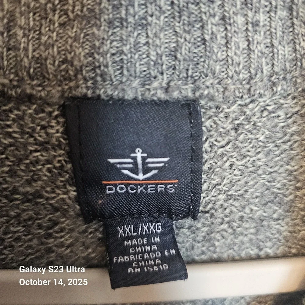 Dockers 1/4 Zip Knit Sweater Mens Size 2XL XXL Gray Red‎ Black Colorblock