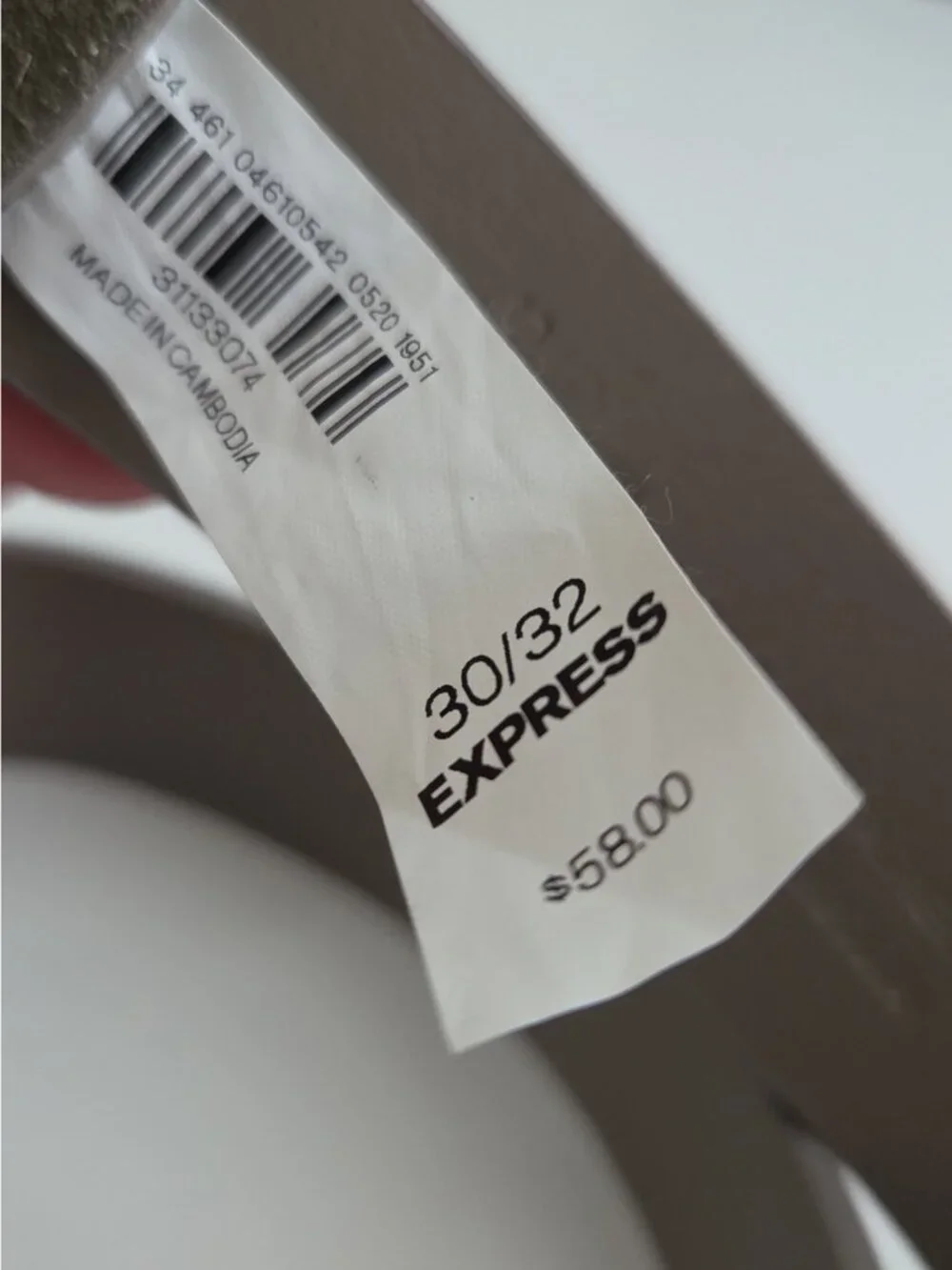 NWT EXPRESS Olive Suede Leather Square Brushed Metallic Buckle SIze 30/32