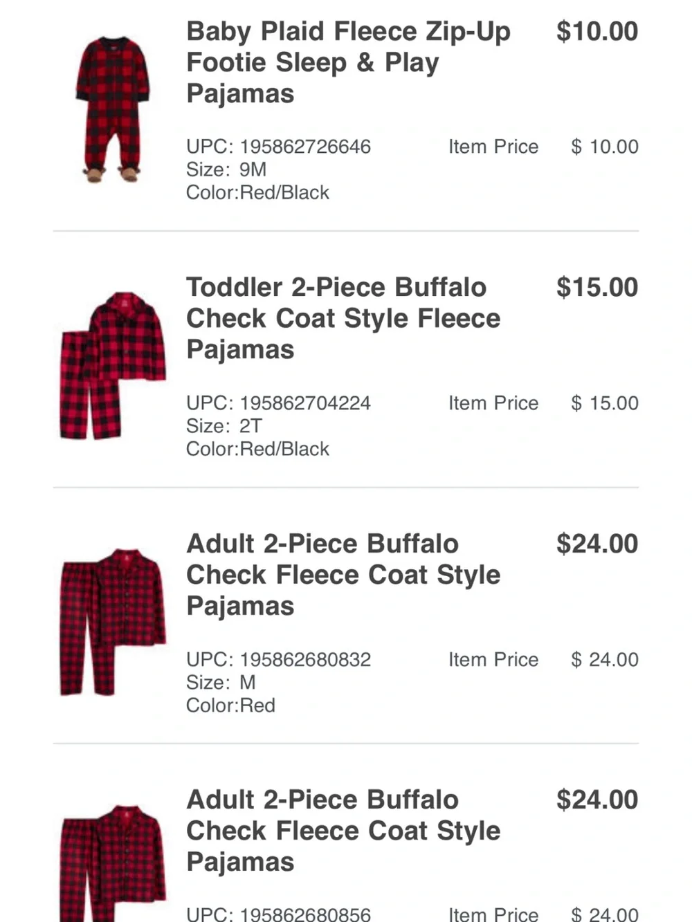 Matching Family Red & Black Buffalo Plaid Pajamas