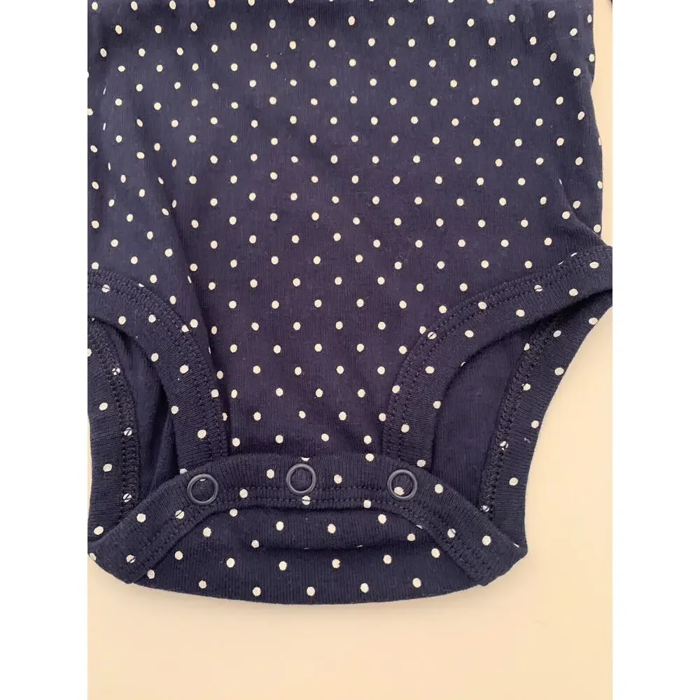 9‎ Months Carters Infant Girls One Piece Navy Blue Polka Dot Strawberry