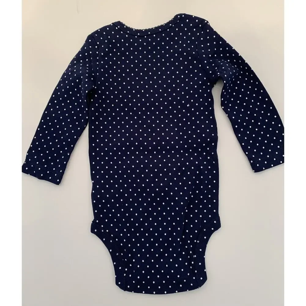 9‎ Months Carters Infant Girls One Piece Navy Blue Polka Dot Strawberry