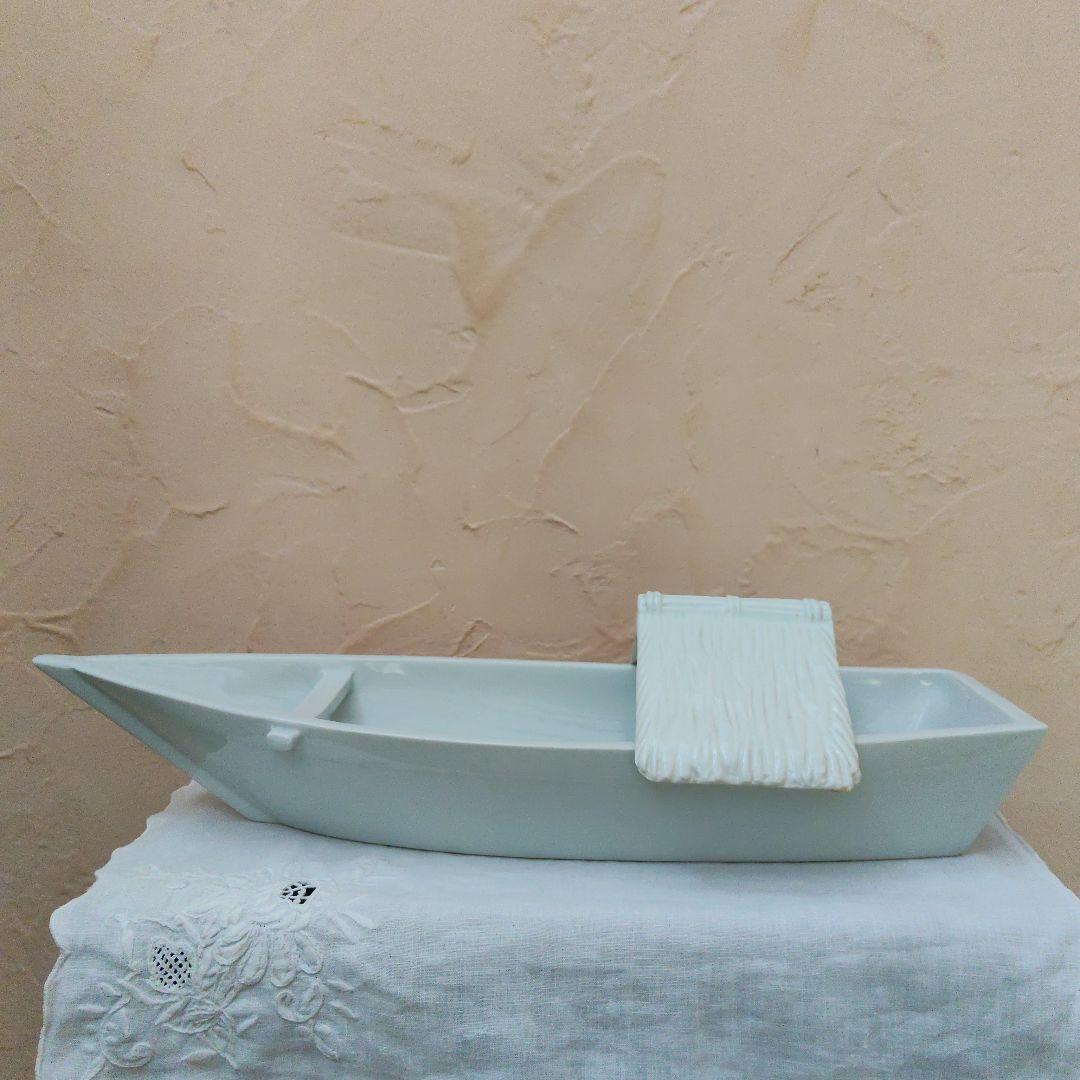 Tobe Ware Boat-shaped Ceramic Flower Vase for Ikebana