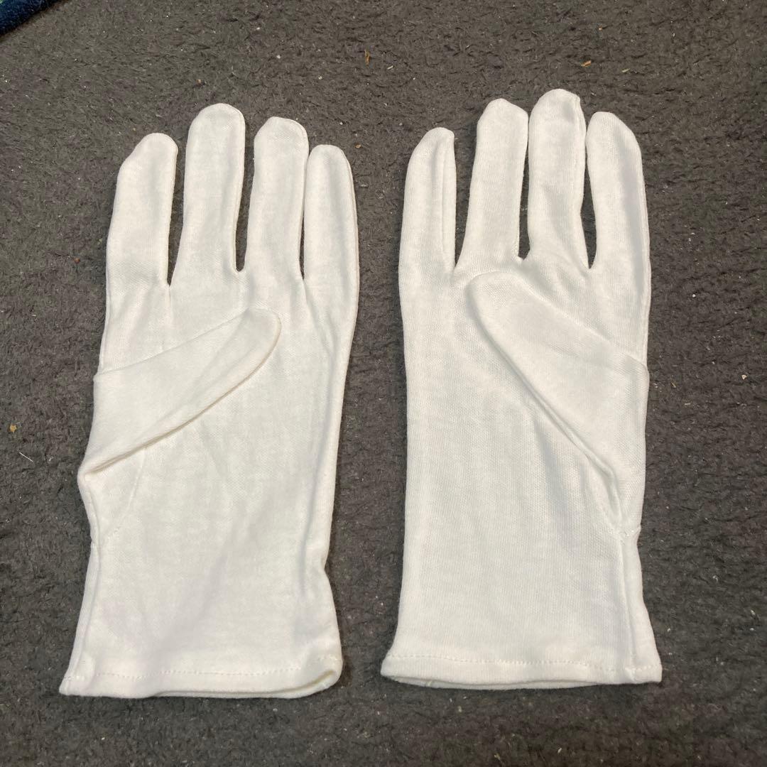 White Cotton Gloves, Set of 2 Pairs, Size M