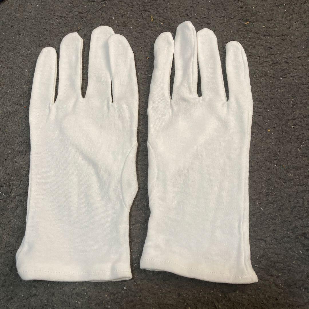 White Cotton Gloves, Set of 2 Pairs, Size M