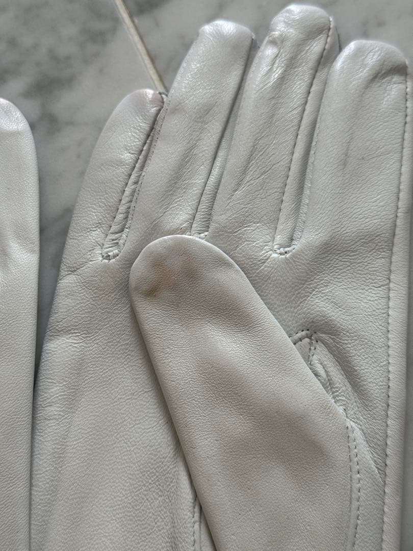 White Leather Gloves - XXL Size, Approximately 40cm Long - Discounted Item