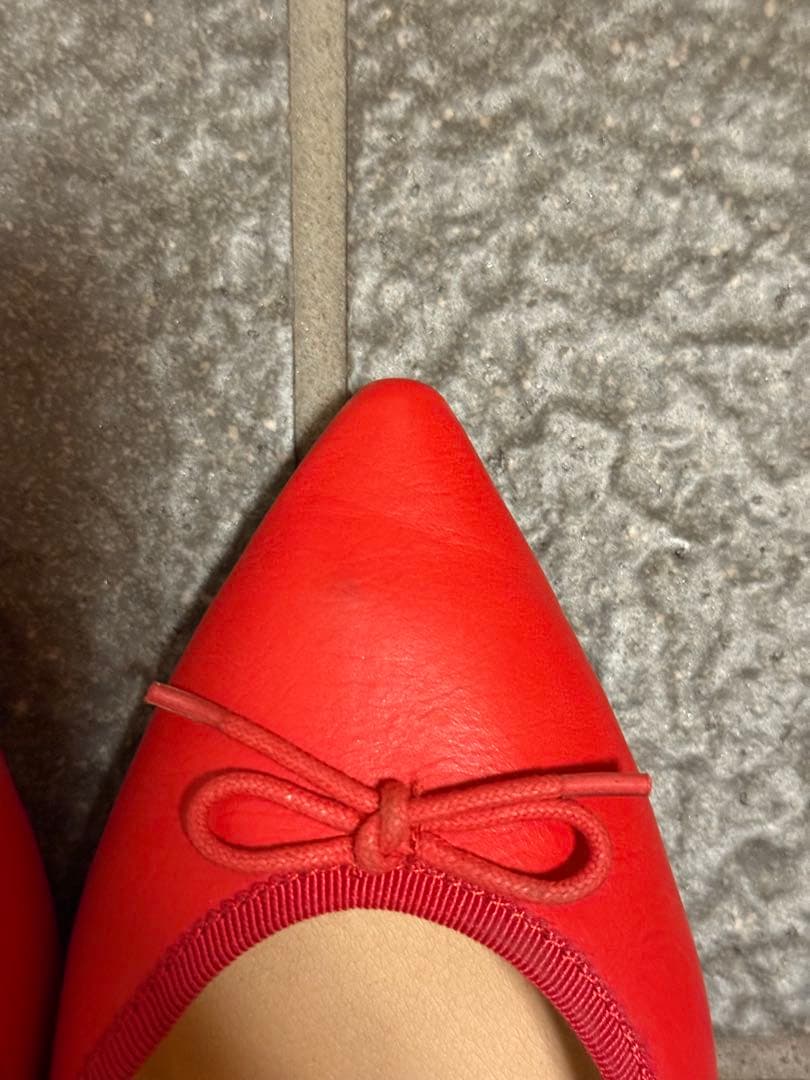 Red Pointed Toe Flat Shoes