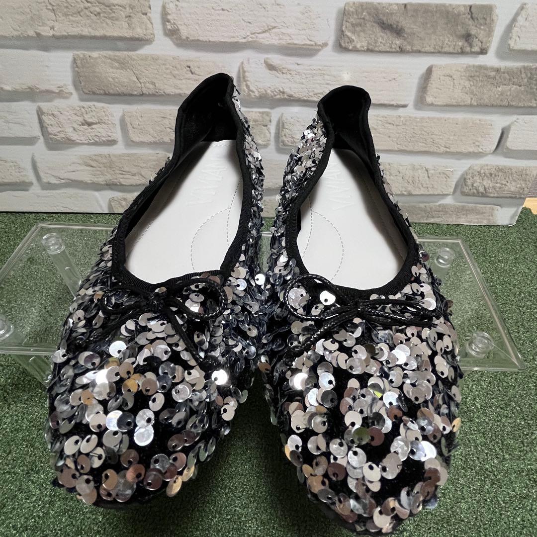 VIVIAN Sequin Ballet Flats Round Toe Ballet Shoes 23.5