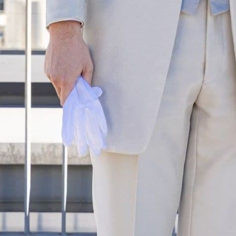 Men's wedding gloves, armbands, and handkerchief set