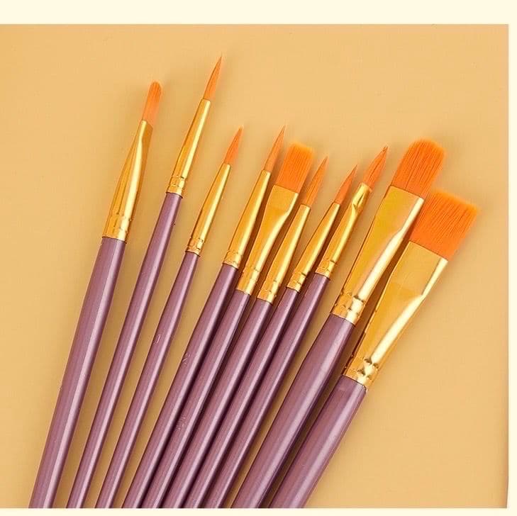 Illustration Brush Pink - Set of 10 - Paint Brush, Art Brush, Art Supplies, Watercolor Painting