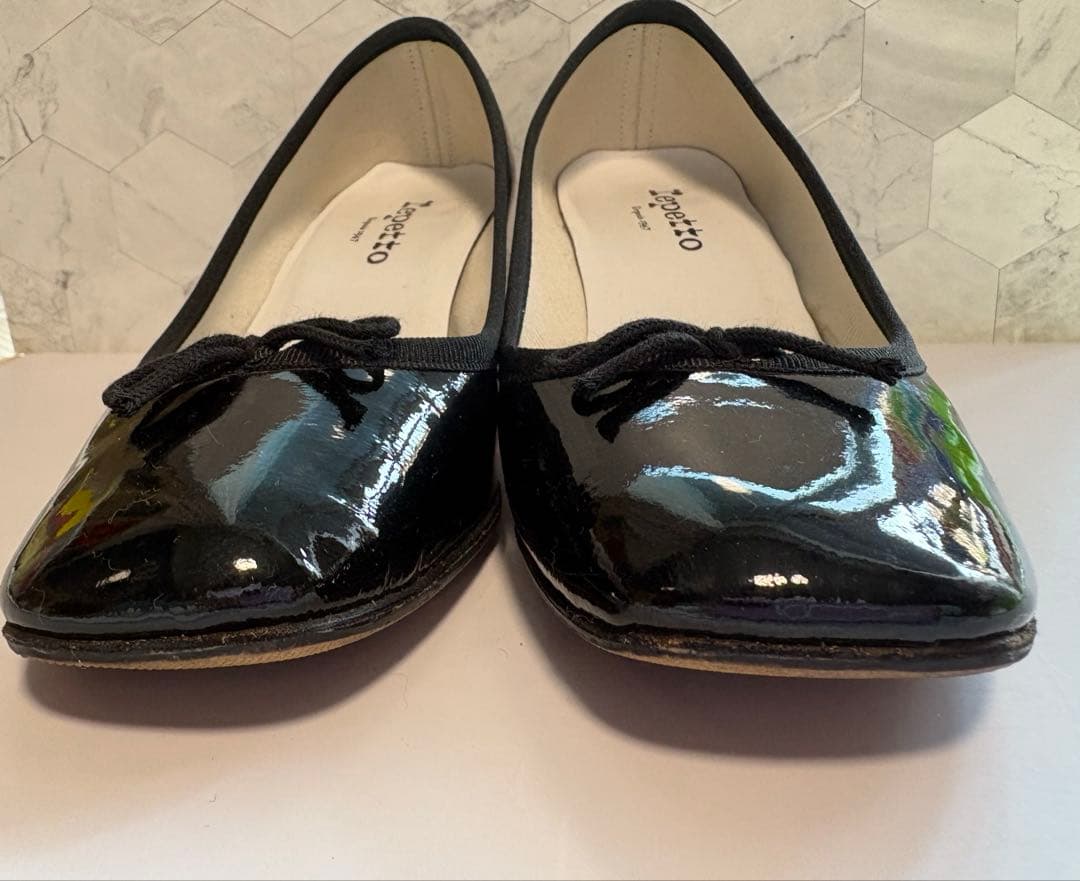 【Beautiful Condition】Repetto Patent Leather Ballet Flats, Black, Size 36.5cm