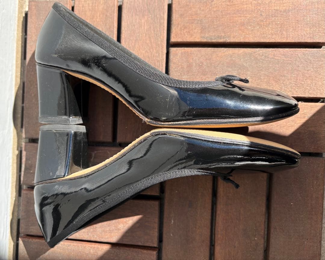 【Beautiful Condition】Repetto Patent Leather Ballet Flats, Black, Size 36.5cm